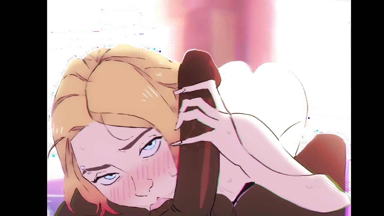 Sarışın Gwen büyük zenci yarağını emiyor (sansürsüz) - hentai parodisi