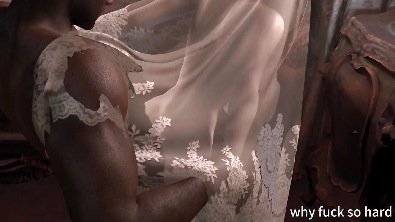 3 boyutlu süper ateşli Asyalı olgun orta yaşlı seksi kadın gelin ateşli gelinlik giyiyor