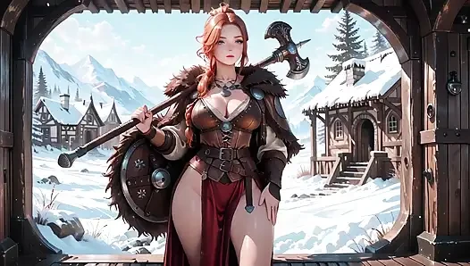 Ortaçağ köyünde yasak deri zırh baştan çıkarma. Soğuk kraliçe teçhizatını çıkarıyor ve çıldırıyor!