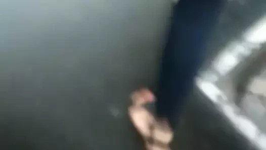 Woman in jeans in the metro