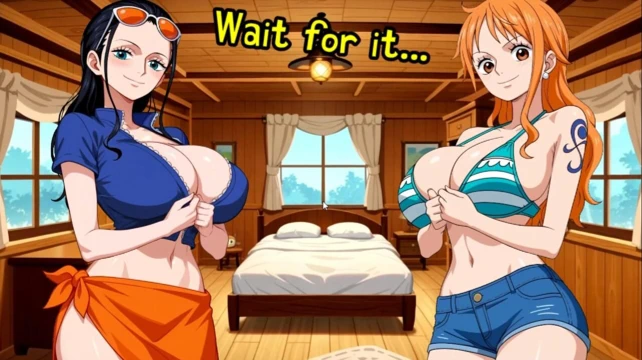 NAMI & ROBIN. Double and anal blowjob