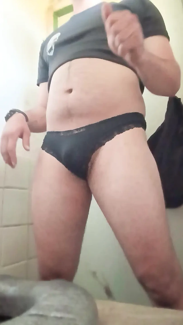 In the bathroom, I dress my panties