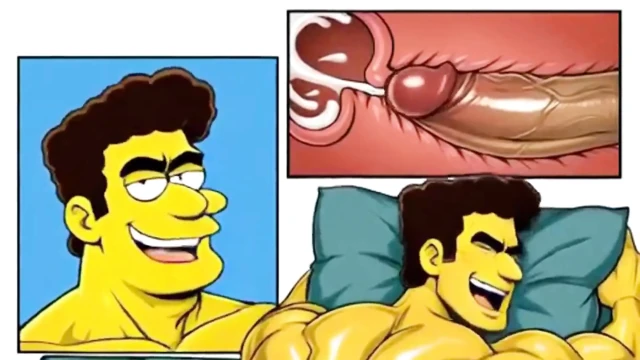 Simpsons çizgi film tarzında eşcinsel anal seks derlemesi