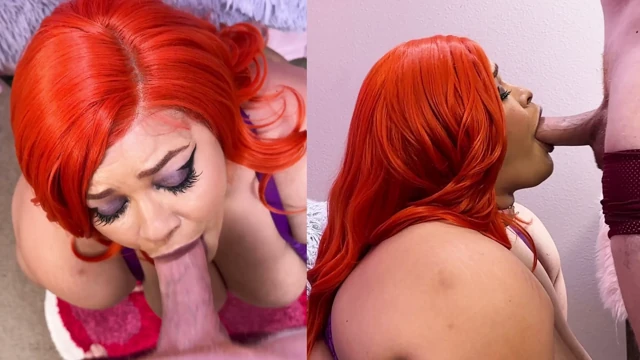 Oral seks bakış açısı ve yandan görünüm çift ekran