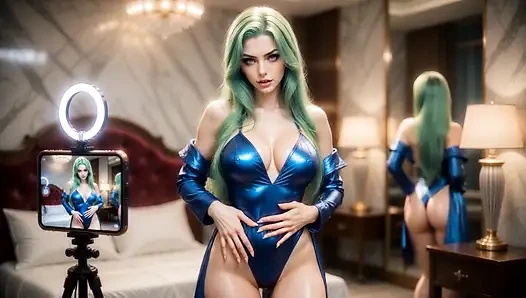 Olgun evli kadının intikamı - yeşil saçlı güzellik kocasını aldatirken yakaladıktan sonra süt sızdırıyor