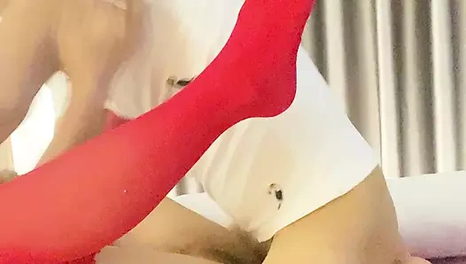 The girl in red is very weird when she meets her lover