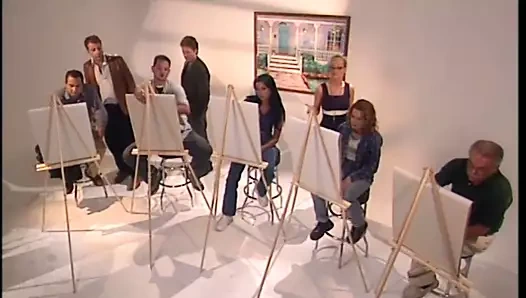 Adam dilini kızın ıslak pembe amına sokuyor