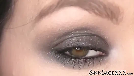 Sinn Sage Highlights Beautiful Hazel Eyes In Close Up For Camera View