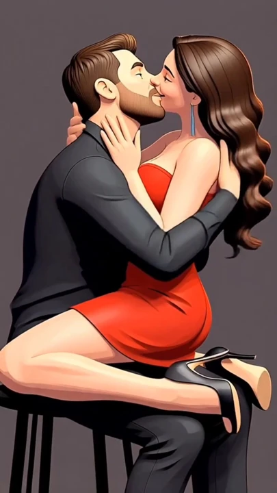 Genç çift romancing yapıyor ve öpüşüyor