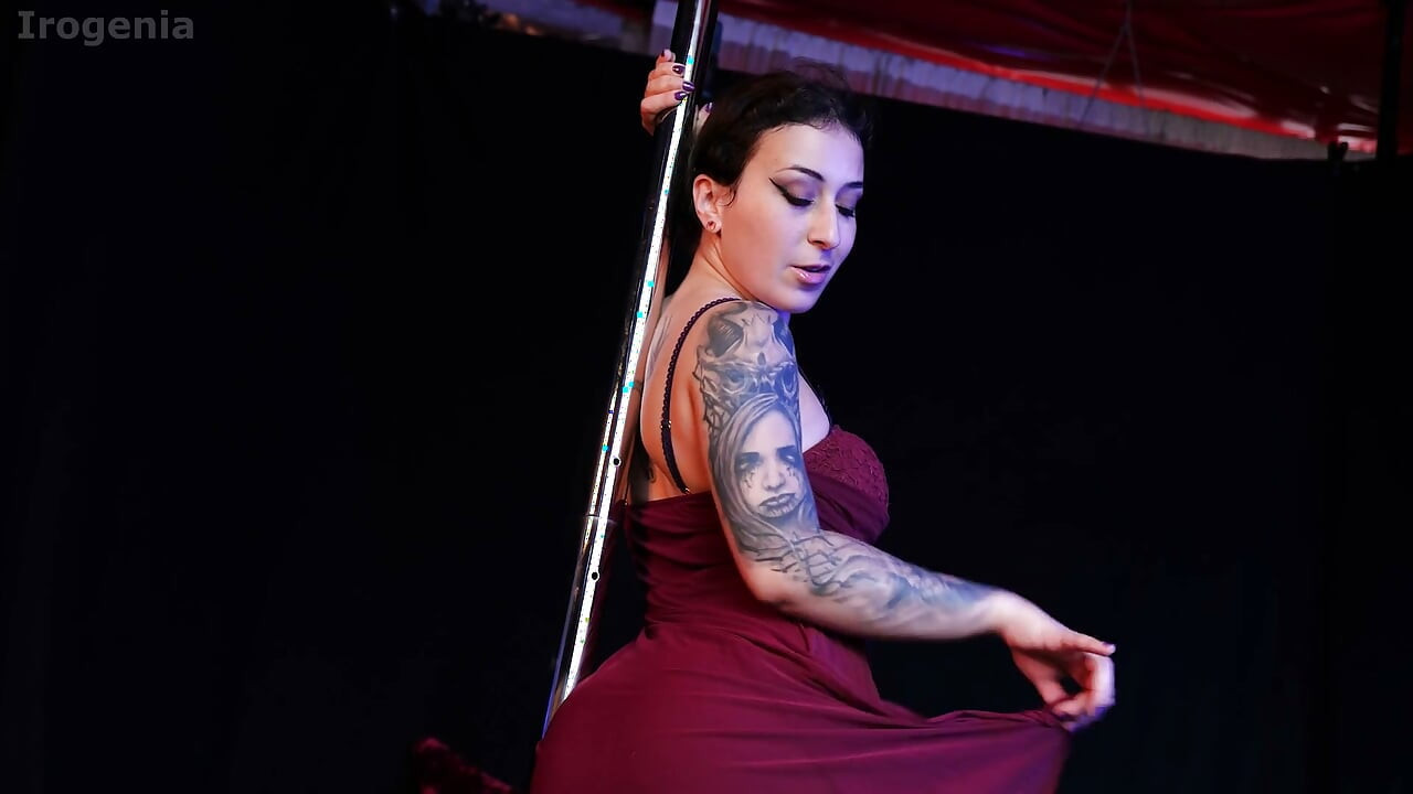 The pole dancer shows off