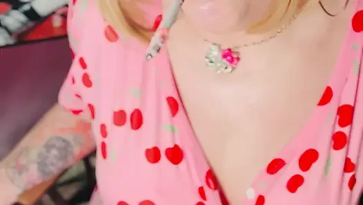 All Dangles! A Cute Tina Snua Dangling A Cigarette & Hard Smoking