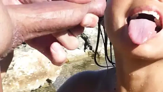 Cutesexyazn kamu plaj yüz cumshot