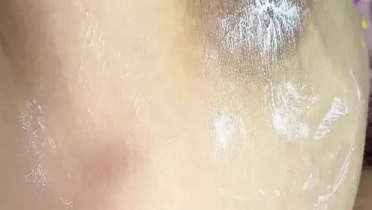 Mom vibrates her big tits with her big vibrator