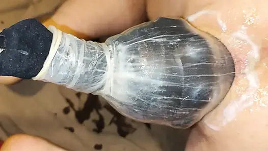 huge dildo doggy  anal stretch POV