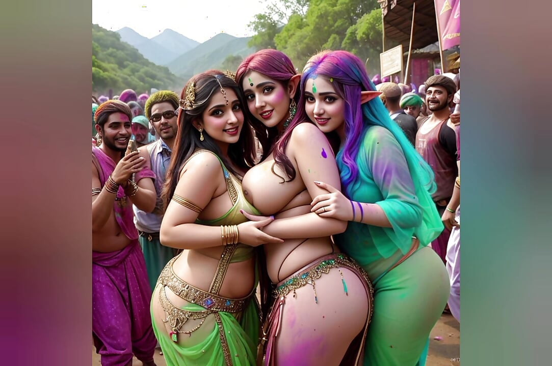 Ai sansürsüz 3 boyutlu anime en ateşli Hintli elf kadınlar " büyük Hintli elf festivalinde" parti veriyor