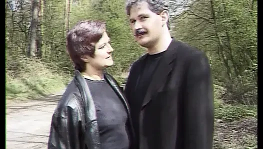 Slutty German cougar fucked in the woods hard
