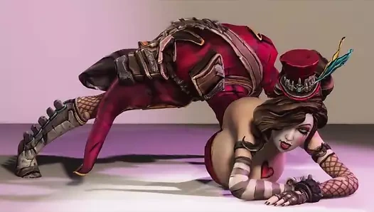 Borderlands'tan Moxxi büyük göğüsleri yere dokunarak jacko pozu veriyor