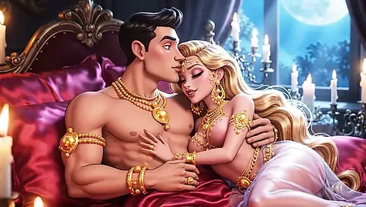 Erotik çizgi film çift - tutkulu öpüşme ve mum ışığında romantik ön sevişme