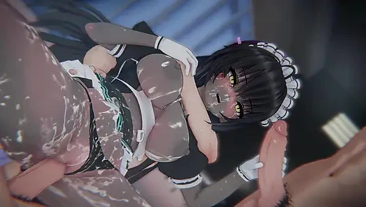 =Mavi arşiv= Karin'in "hesaplanan yenilgisi": bağlı choco hizmetçi ve bakış açısı sandviç dp (4k)