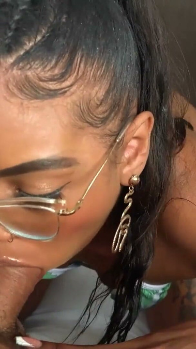 Smoking Hot Black IG Model Sucking a Huge Cock Like a Proper Goddess | Clip 1