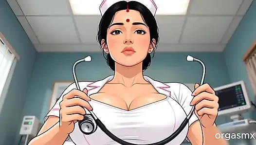 Hintli ateşli doktor yenge özel muamele yapıyor - Hintli orta yaşlı seksi kadın doktor fantezisi