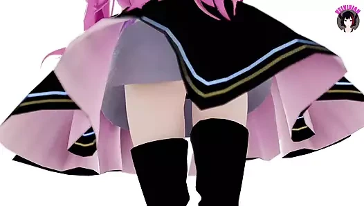 Sevimli genç kız elbise içinde amını gösteriyor (3 boyutlu hentai)