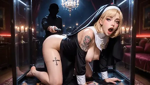 Hentai 3 boyutlu silikon seks bebeği dövmeli rahibe sürtük cam kafeste - büyük memeli ahegao 8k