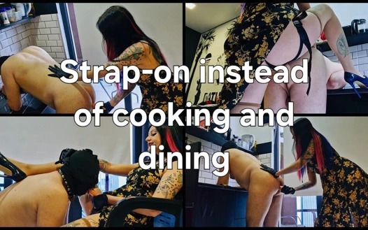 Anal şakalar, mutfakta strap-on seks.