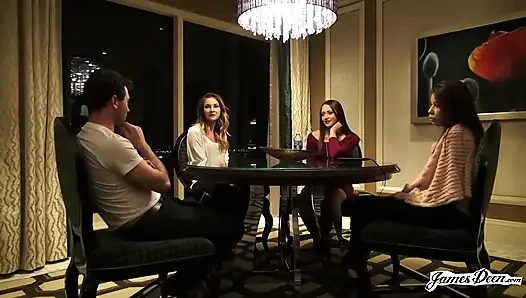 Avi Love, Bambi, Sami Parker James Deen ile ters grup seks yapıyor