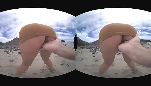 VR Outdoor POV Blowjob on the Public Beach