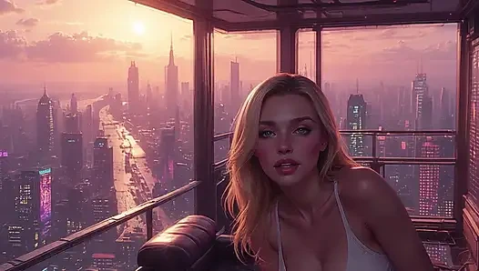 2099 Olivia in the Future Suggestive Teasing showing her Ample Cleavage Part 1