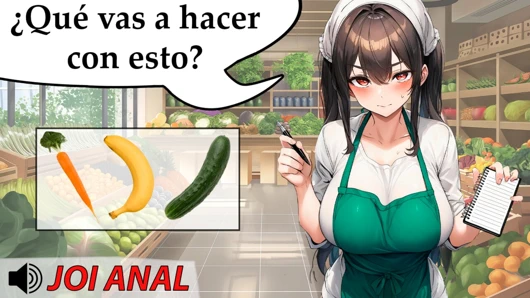 meyveler ile İspanyol sesli anal 31 talimatı. Meyve satıcısı sizi yakaladı ve şimdi size yardım etmek istiyor.