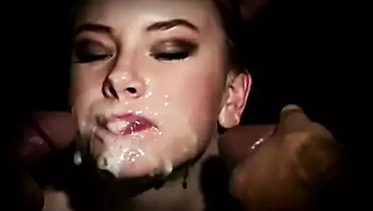 o seviyor onu yüz splattered içinde Cum