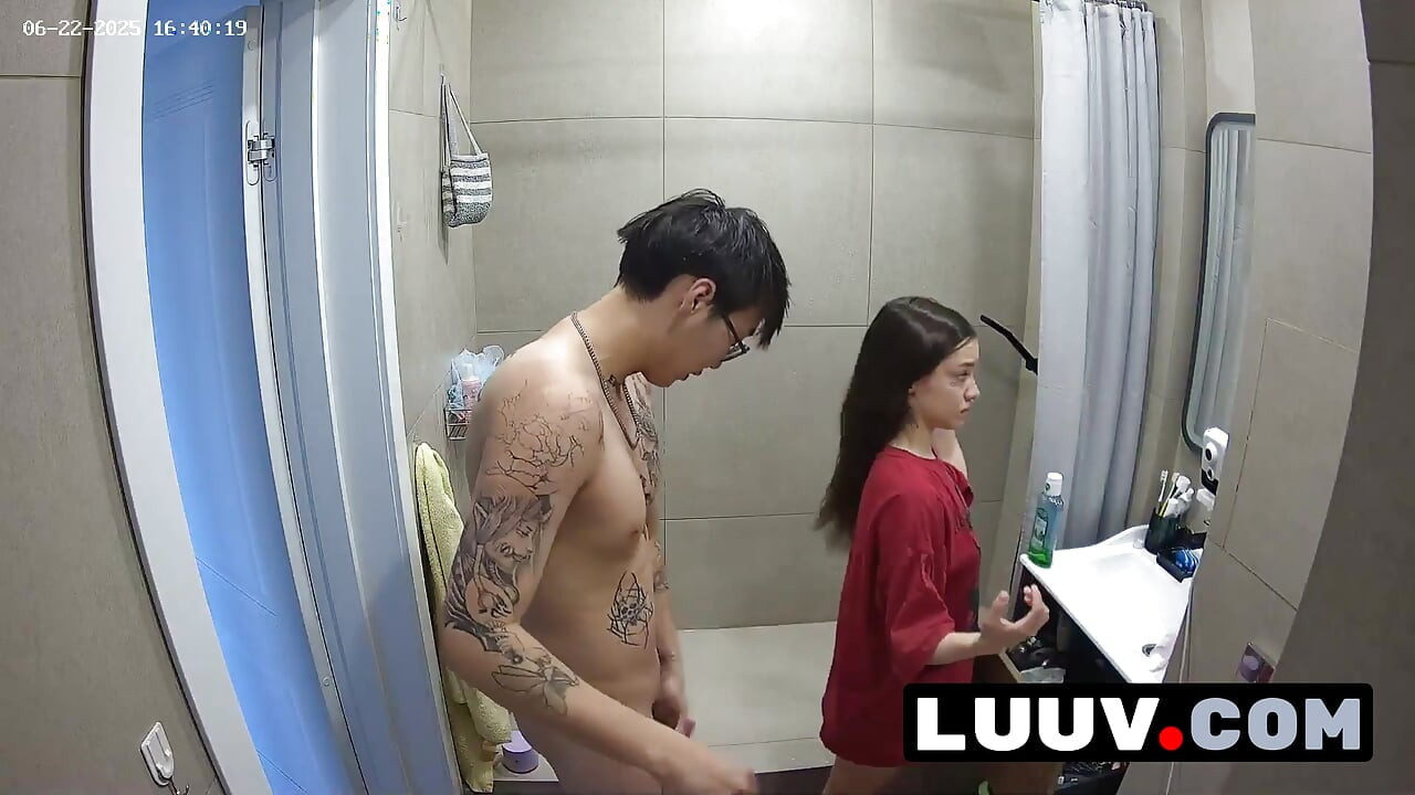 LUUV. Nude students in the shower on a home camera