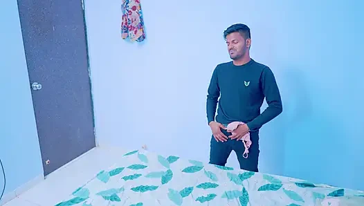 Sexy bhabhi caught her devar while he was masturbating with her bra
