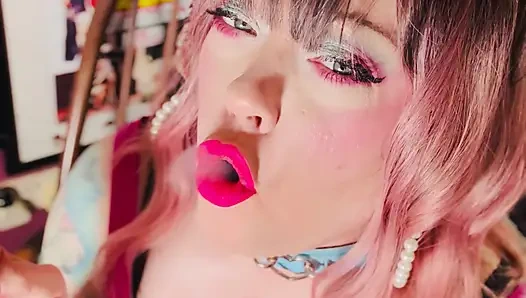 Tina Snua Is Stunning In Pink Leather & Chain Smoking - BBW OMI OME Snap Inhales Drifting Smoke