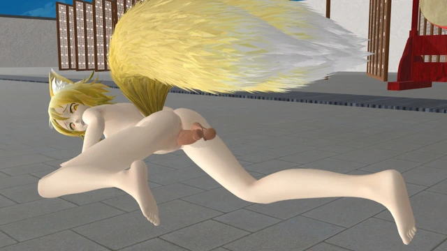 Kitsune kızla sikişiyor, ıslak amcık, seksi