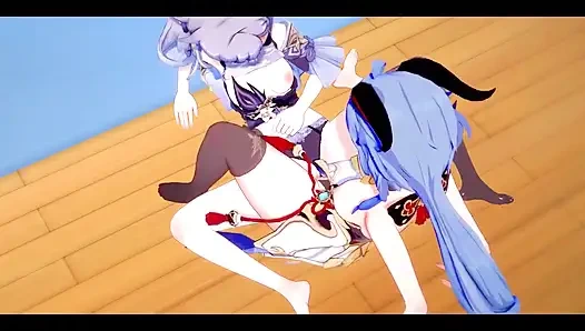 Genshin etkisi hentai yuri - ganyu ve kequing lezbiyen seks - Japon Asyalı manga anime oyunu porno
