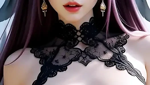 Siyah saçlı hentai gotik kızlar büyük göğüslerini gösteriyor 2