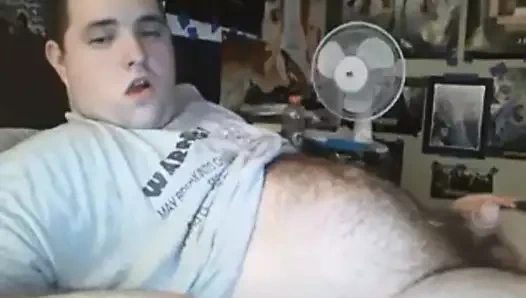 Büyük göbek ayı wanking üzerinde yatak