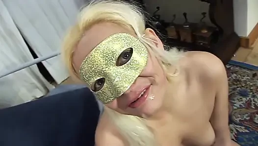 MILF in mask gets fucked by a younger boy
