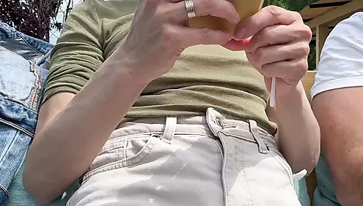 Everyone was looking at my sexy nipples wearing a see through shirt in public beach bar