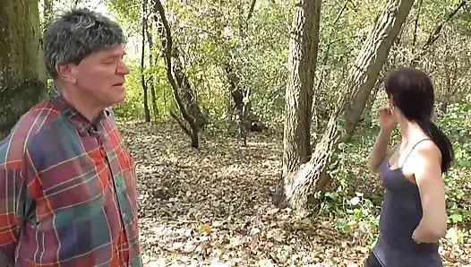 Humiliating him with their spits and slime in the forest