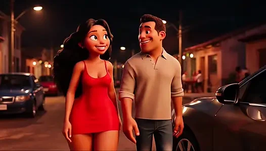 Büyük götlü ateşli ince favelada pagode'da çılgınca dans ediyor masada soyunuyor ve sonra karanlık sokakta işemek için çömeliyor