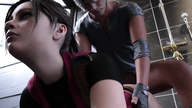 Claire Redfield iki yarakla sikişmeyi seviyor - animasyonlu porno