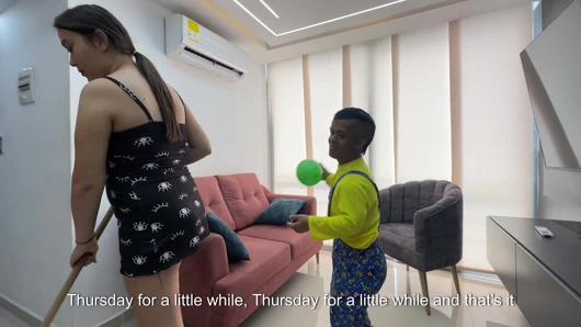 My naughty little stepbrother won't let me clean the house, and as a pretext he ends up fucking me hard with his deceptive big penis.