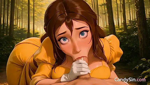 3 boyutlu Jane Tarzan'ın ormanda sakso çekiyor ve dağınık orman bitirmek yapay zeka