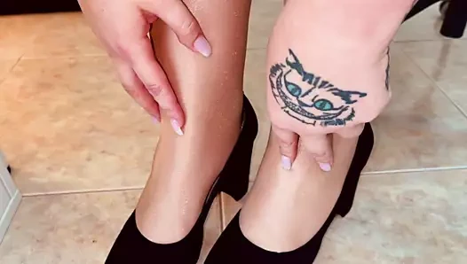 Ağır çekim wolford neon 40 külotlu çorap kızdırmak