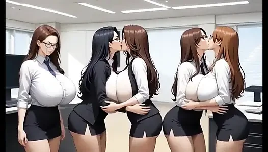Göğüsler ofis lezbiyenleri, ai animasyon