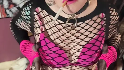 A Stunner In Pink, Tina Snua Smokes A Cork Cigarette With OMI, OME, Snap Inhales & Drifting Smoke